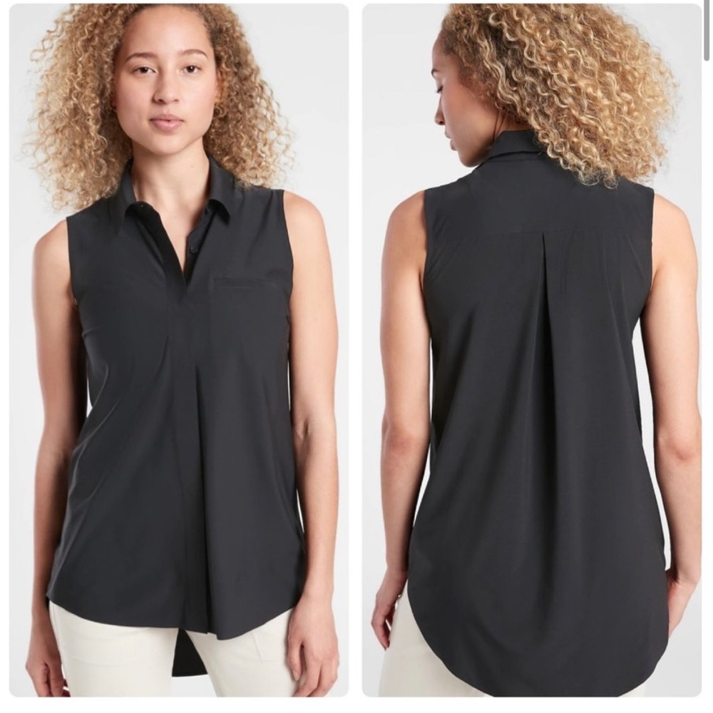 Athleta Urbanite Tank Top Small S NWT Black Relaxed Tunic Length CYA Work Collar